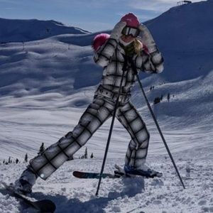 rare Roxy one piece plaid hooded ski suit snowsuit